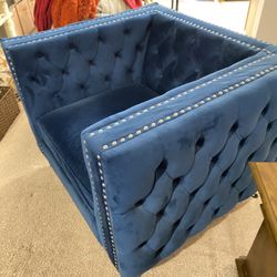 Blue Velvet Chair And Matching Couch