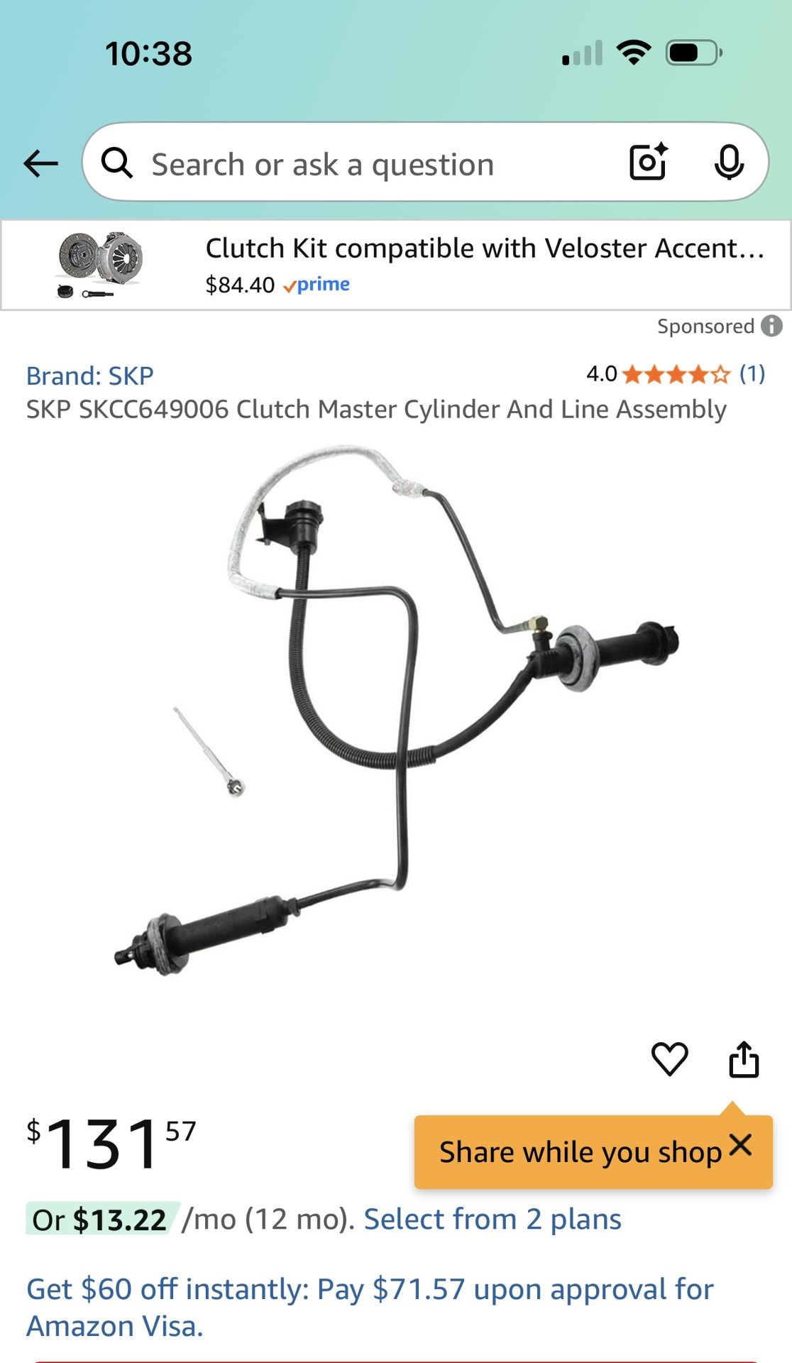 Ford Clutch Master Cylinder And Line Assembly