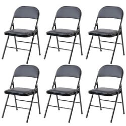  6 Pack Folding Chair with Sturdy Metal Frame,