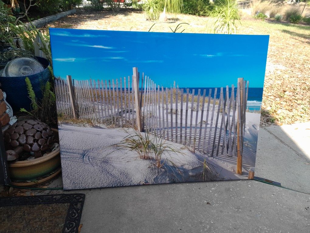 Beautiful Tropical Canvas Beachey Art, Gently Used