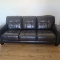 Navy Blue Leather Sofa Loveseat Armchair 3-Piece Set