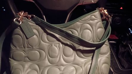 Coach Signature Embossed Leather Shoulder Bag