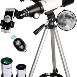 Telescope, 70mm Aperture 400mm AZ Mount Astronomical Refracting Telescope for Kids Beginners - Travel Telescope with Carry Bag, Phone Adapter and Wire