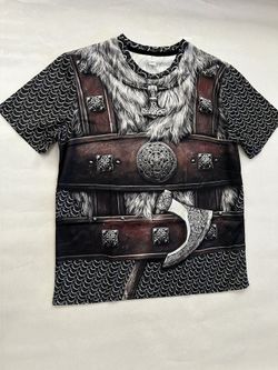 Men’s Halloween Costume Vibrant Print Shirt , Warrior Halloween Shirt