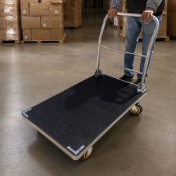 New In Box 2100 Lbs Capacity Heavy Duty Commercial Grade Flatbed Foldable Push Cart Warehouse Dolly Hand Truck 
