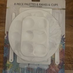 Artist Palettes,paint,knives & Jars 8 Piece Set