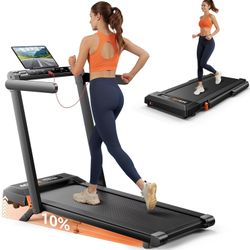 NEW Foldable 2-in-1 Treadmill with 10% Incline 2.5HP Motor, 300 lb Capacity, Bluetooth, Walking Pad