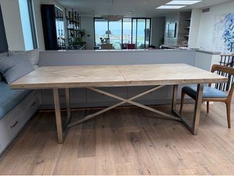 Dining table with metal base
