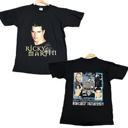 1990s Y2K Ricky Martin Livin’ La Vida Loca 2 Sided Graphic T-Shirt, Men’s Large