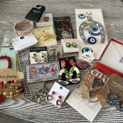 Costume jewelry lot; necklaces, earrings, bracelets. $15 for the lot