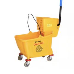 36 Qt. Capacity Yellow Mop Bucket with Side Press Wringer NEW