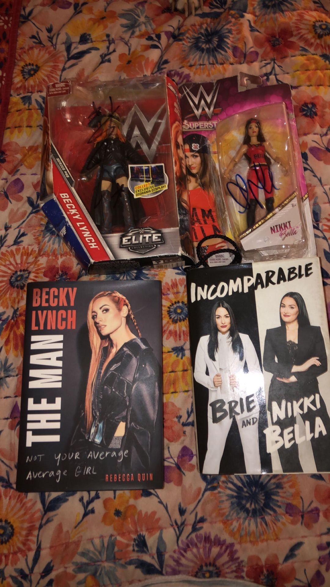 wwe Autographed Figures And Two Wwe Books