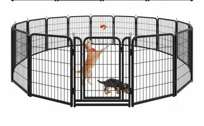Dog Playpen Outdoor Extra Wide 16 Panels Heavy Duty Dog Fence 32" Anti-Rust Coating-Strengthened Dog Fence with Doors Portable for RV Camping Yard, To