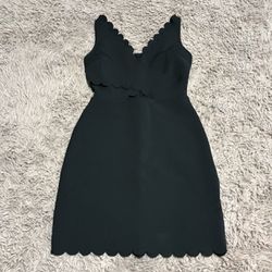 Topshop Women Black Scallop Bodycon Mini Dress 