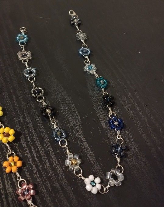 Handmade Blue Flower Choker