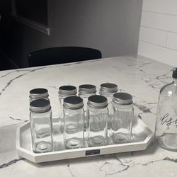 Lot Of Glass Containers And Tray