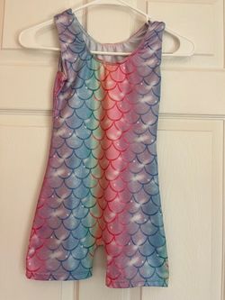 Rainbow Mermaid Scale Girls' One-Piece Romper dance gymnastics party costume
