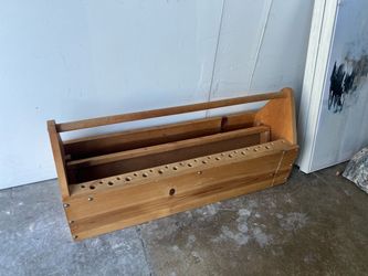Vintage Solid Wood Toolbox Art Supply Caddy