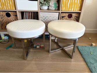 Retro style chrome faux leather stools (2)