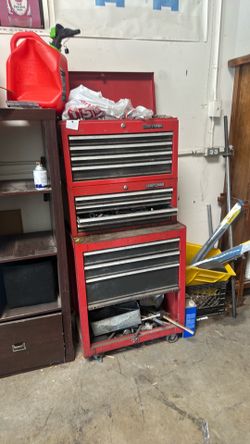 Tool cabinet with many tools