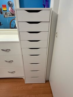 White Tall 9-Drawer Storage Unit