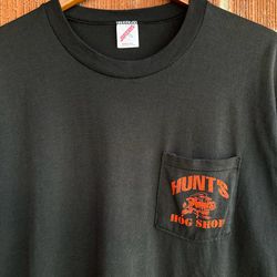 Vintage Hunts Hog Shop Harley Davidson Pocket T-shirt Thin Size XL