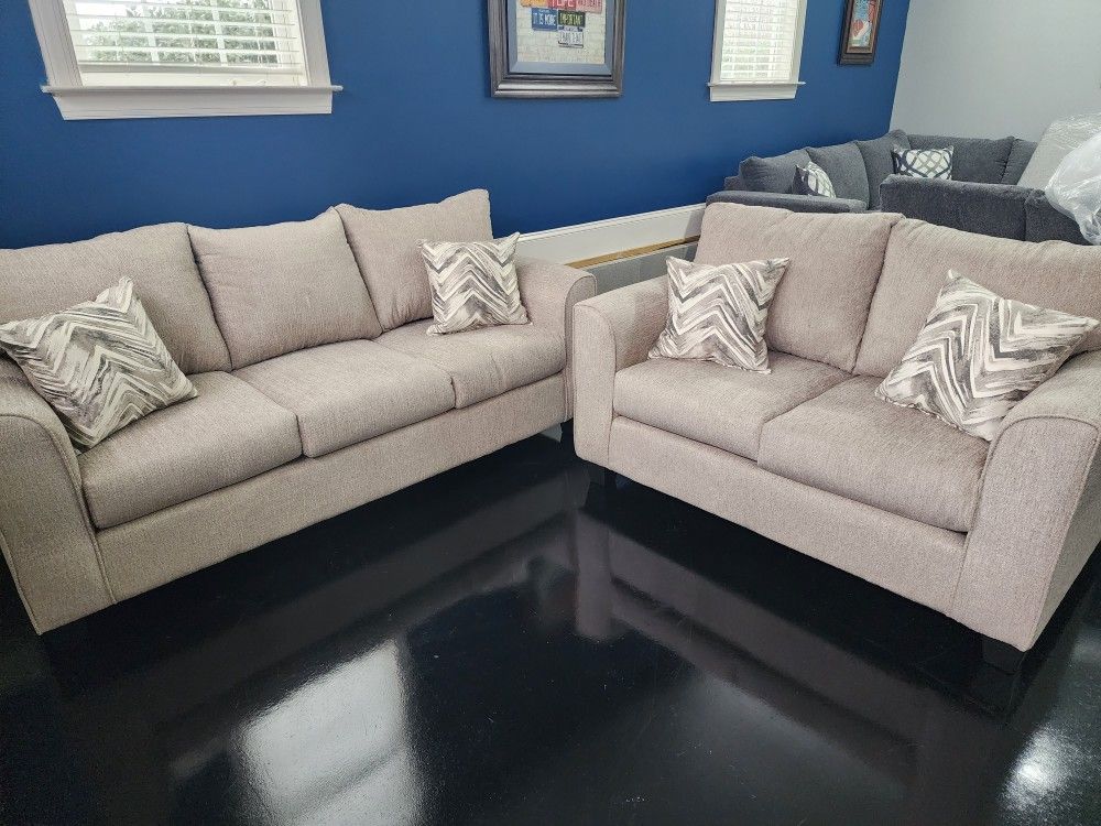 Brand New Artisanal Atlantis Putty Sofa & Loveseat Sets