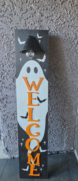 Welcome Halloween Ghost Freestanding Lighted Decor