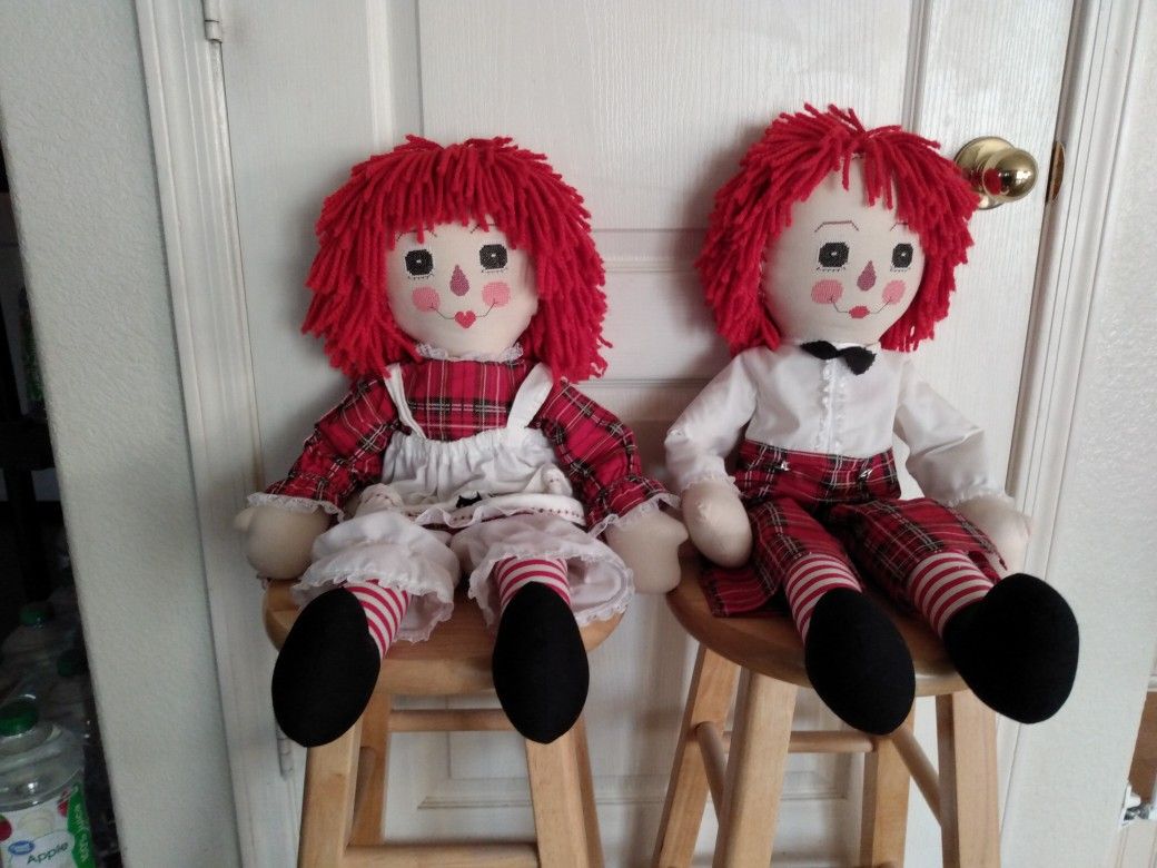 Christmas toys- Raggedy Ann and Raggedy Andy, handmade set of 2