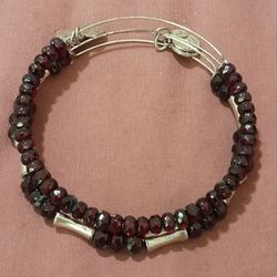 Alex and Ani Burgundy Beaded Bangle Bracelet Set RARE