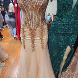Ameilia CoutureChampagne Corset Prom Dress