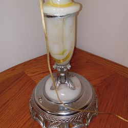 Vintage Floor Lamp With Die-cast And Glass Base