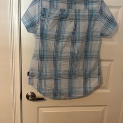 Button Down Short Sleeve Plaid Shirt, Two Pockets In Front