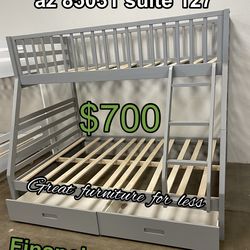 Bunk bed twin over full with drawers brand new