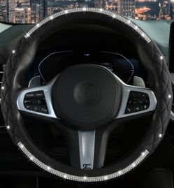 Black/ sparkly crystal rhinestone steering wheel cover