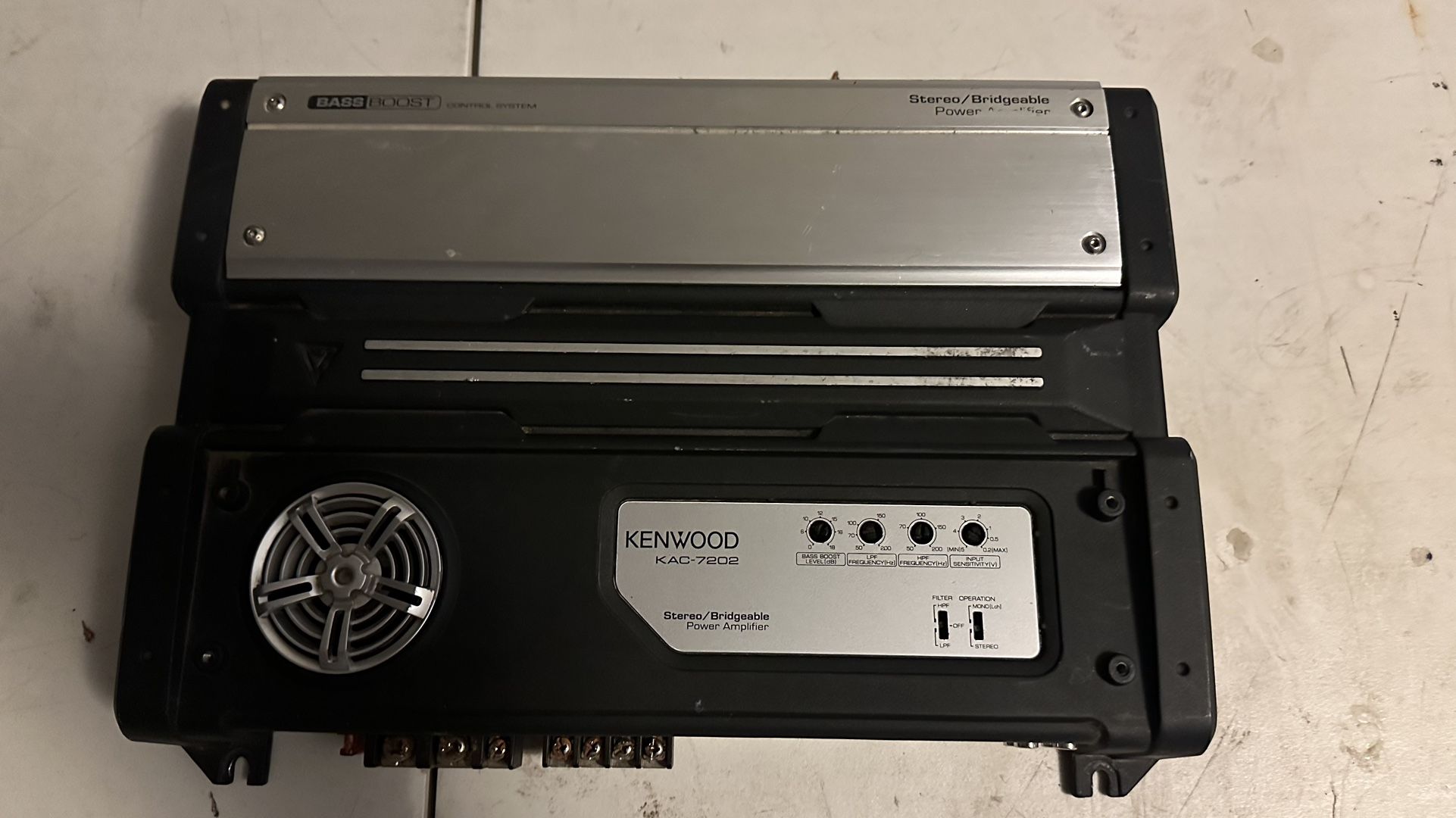 Old School Kenwood KAC-7202 Car Stereo Amp Amplifier Built In Fan Works Good 