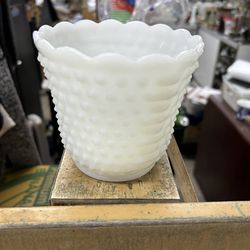 Vintage Milk Glass Hobnail Vase
