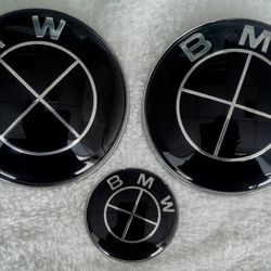 3 Pieces BMW Carbon Fibre Badges 1x82mm & 1x74mm &1*45mmblack white logo boot bonnet