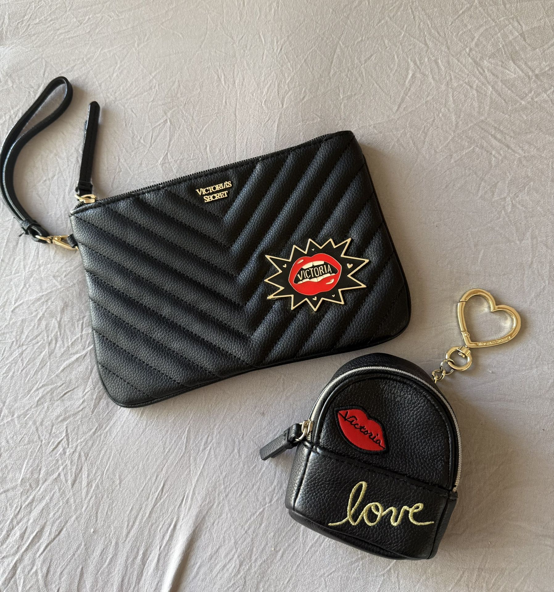 Victoria’s Secret large wristlet/mini backpack keychain