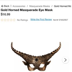 New Gold Horned Masquerade Eye Mask