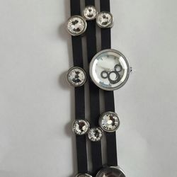 Disney Mickey Watch Women Faceted Crystal Multi Leather Band Needs New Battery