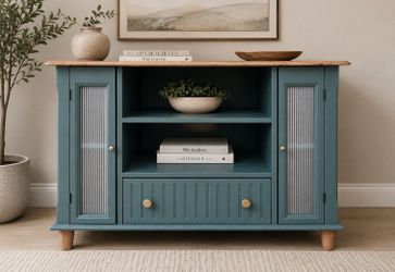 Modern Fluted Media Console | Solid Wood Cabinet | Entertainment Center | Entryway Console