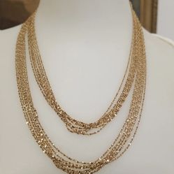 BELLEZA LONG KA1772 ITALY 14KT GE GOLD TONE MULTI CHAIN (7) NECKLACE