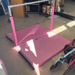 Safly pink Gym Bars Adjustable 3-5 Ft Plus Folding Gym Mat