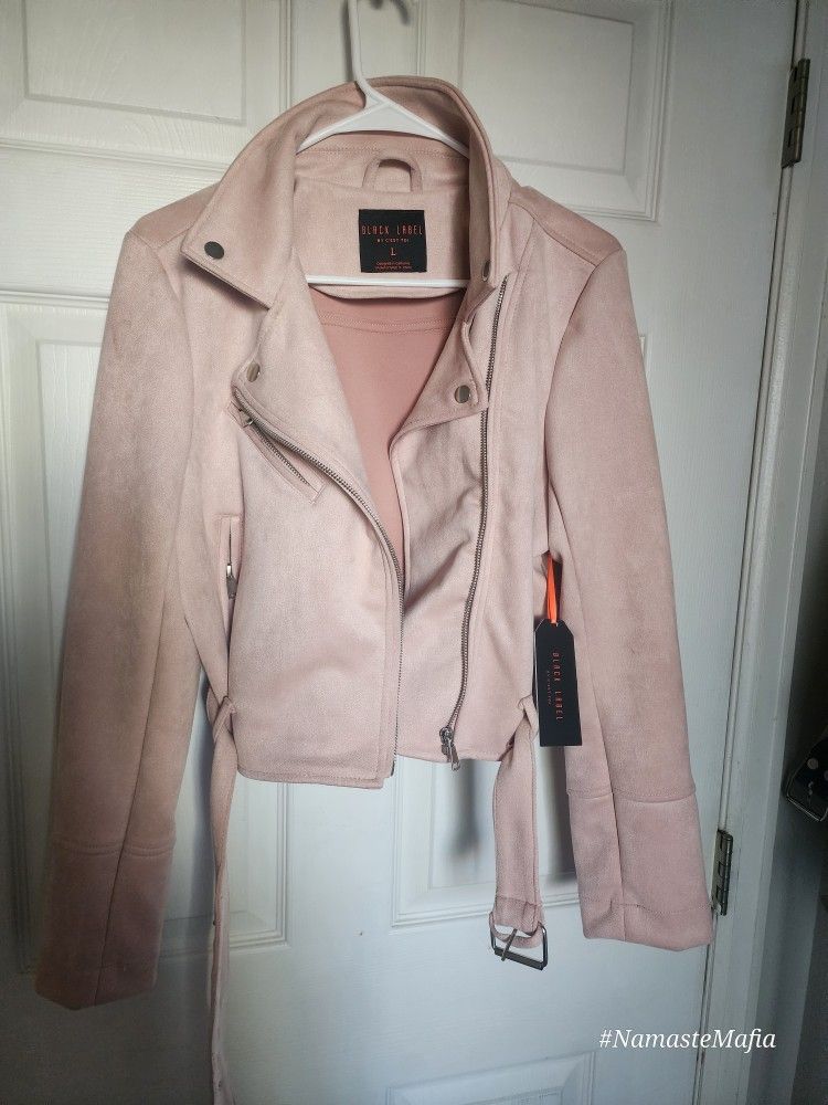 Women's suede bomber Jacket (Light Pink)