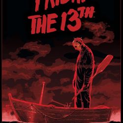 Friday the 13th "Boat" wall poster, featuring artwork from the horror movie franchise. 
