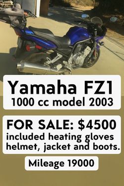 2003 Yamaha FZ1 1000cc – Low Mileage