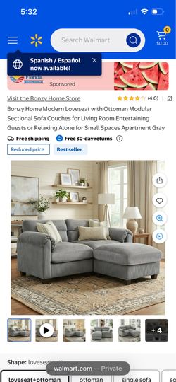 Gray Loveseat and Ottoman ( Brand New )