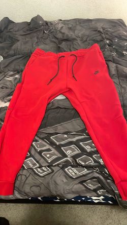 Nike Men’s Red Solid Jogger Activewear Pants Regular 2XL Drawstring Waist