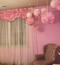 Custom made pink party decoration pieces.